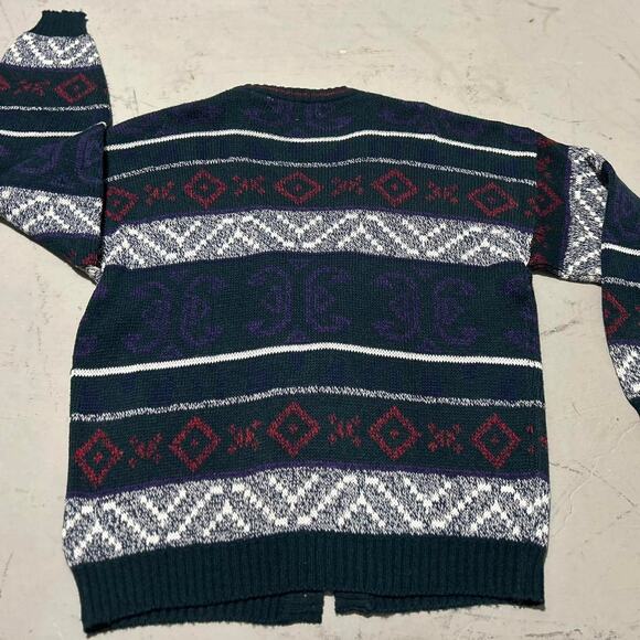 **Vintage 80s Michael Gerald Navy and Purple Cardigan** - Picture 5 of 5